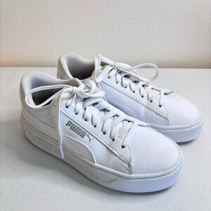 Puma Smash Platform v3 Womens Size 6 White Athletic Leather Shoes